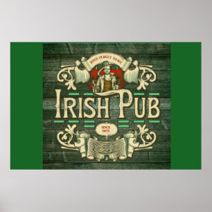 Personalised St Patricks day Funny Irish Pub Poster