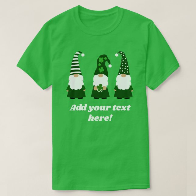 Personalised St Patricks Day Gnomes Unisex T-Shirt (Design Front)