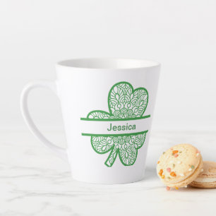 Personalised St. Patrick's Day Green Shamrock  Latte Mug
