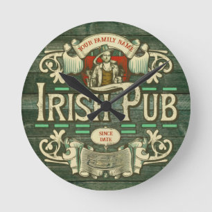 Personalised St Patricks day Irish Pub Box Sign Round Clock