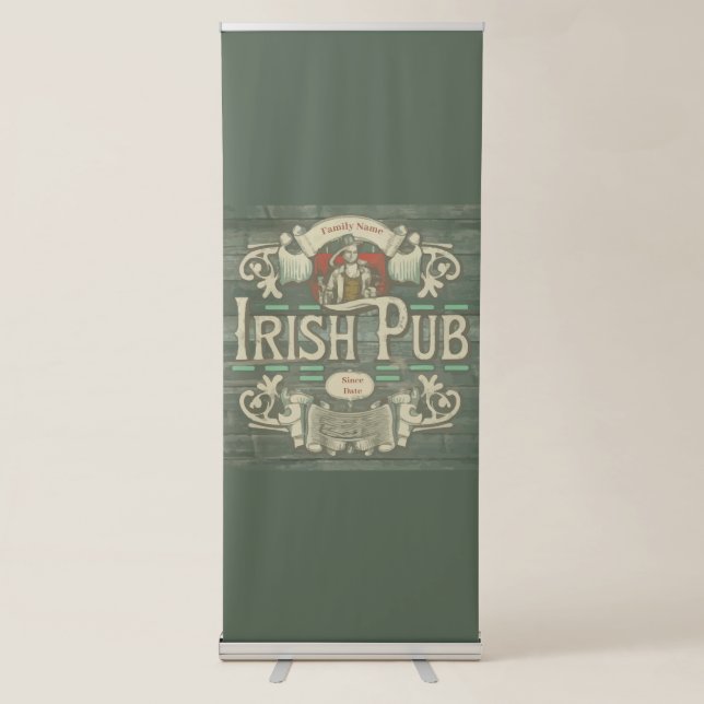 Personalised St Patricks Day Irish Pub Funny Retractable Banner (Front)