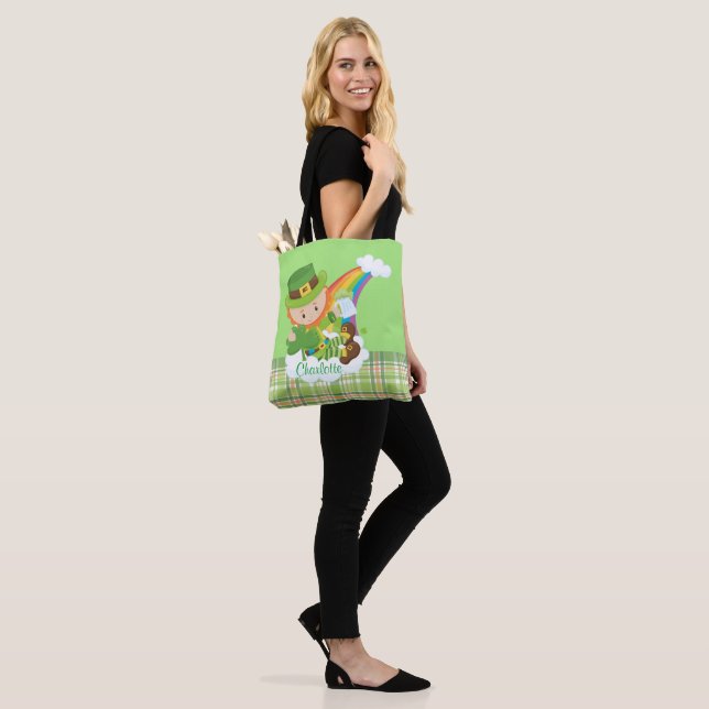 Personalised St Patrick's Day Leprechaun Tote Bag (On Model)