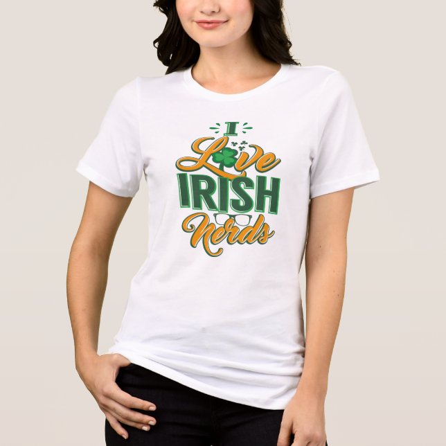 Personalised St Patrick's Day Nerds Name Tri-Blend Shirt (Front)
