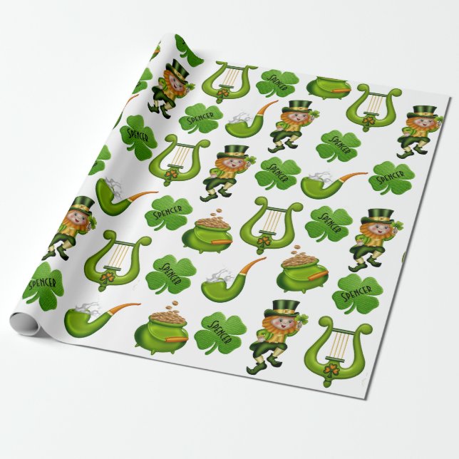 Personalised St. Patrick's Day Wrapping Paper (Unrolled)