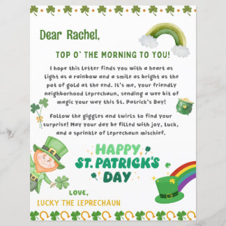 Personalised St Patrick's Leprechaun Letter