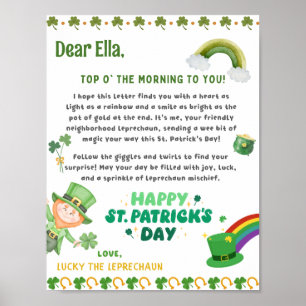 Personalised St Patrick's Leprechaun Letter Poster