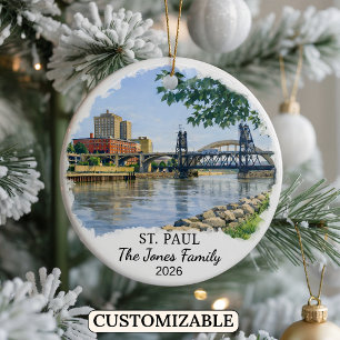 Personalised St. Paul Ornament, Custom Minnesota Ceramic Tree Decoration