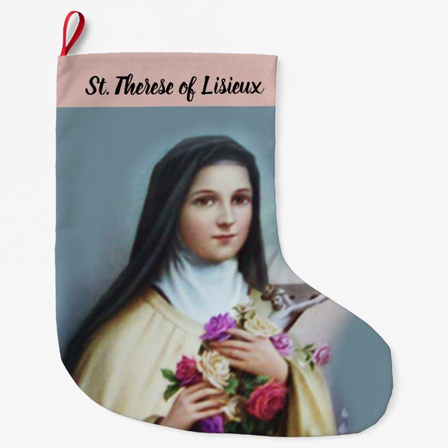 Personalised St. Therese the Little Flower Large Christmas Stocking (Front)