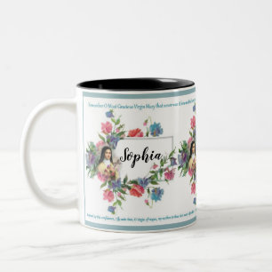 Personalised St. Therese with Memorare Prayer Two-Tone Coffee Mug