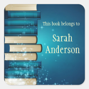 Personalised Stack of Books Bookplate Sticker