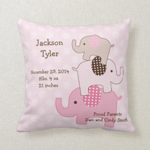 Personalised "Stacked Elephants with dots" Pillow