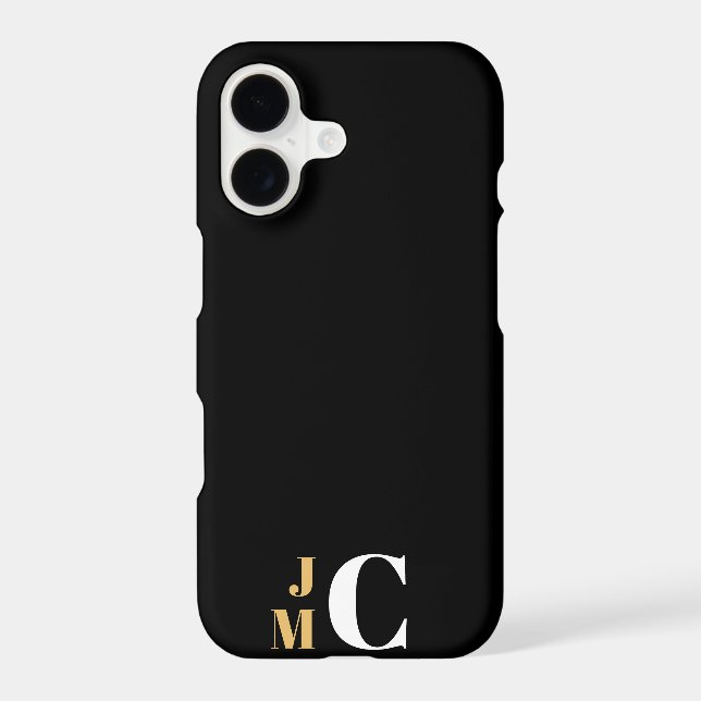 Personalised Stacked Initial, Black/Gold/White (Back)