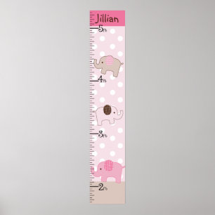 Personalised Stacked Pink Elephants Growth Chart