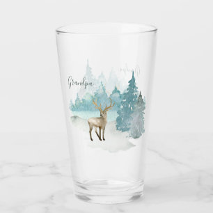 Personalised Stag Deer in Winter Woodland Glass