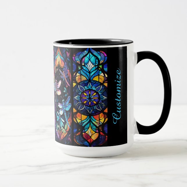 Personalised Stained Glass And Dragonflies Mug (Right)