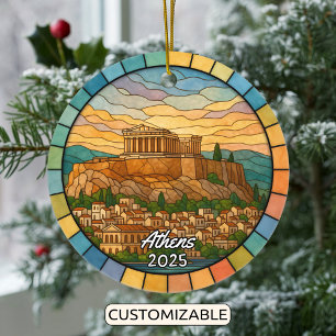 Personalised Stained Glass Athens Ornament