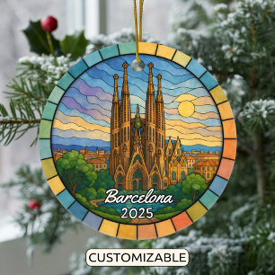 Personalised Stained Glass Barcelona Ornament