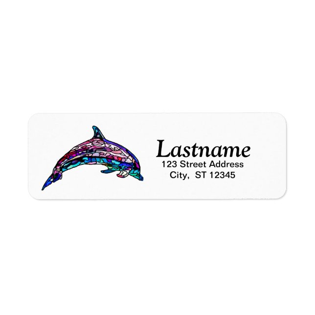 Personalised Stained Glass Dolphin Address Labels (Front)