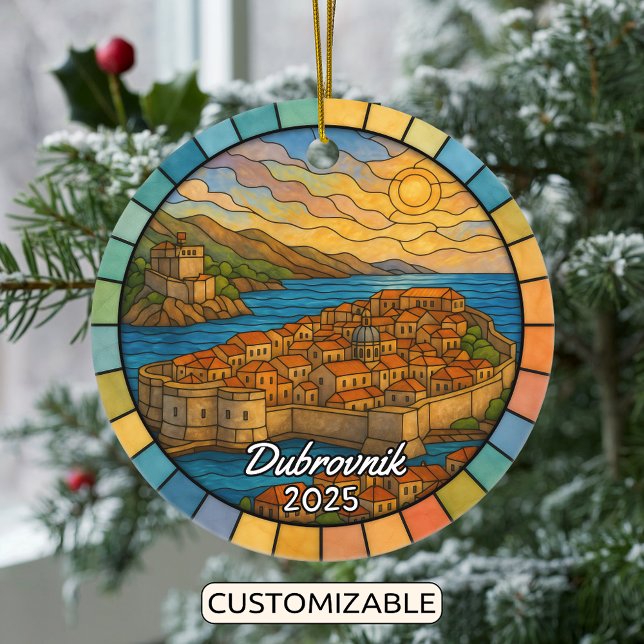Personalised Stained Glass Dubrovnik, Croatia Ceramic Tree Decoration (Creator Uploaded)