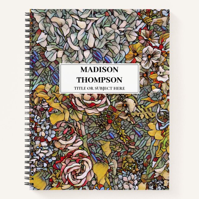 Personalised Stained Glass Floral Journal (Front)