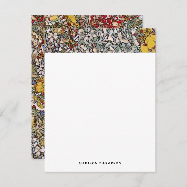 Personalised Stained Glass Floral Journal Card (Front/Back)