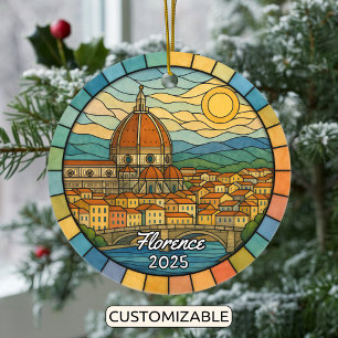 Personalised Stained Glass Florence, Italy Ceramic Tree Decoration