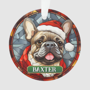 Personalised Stained Glass Frenchie Xmas Ornament