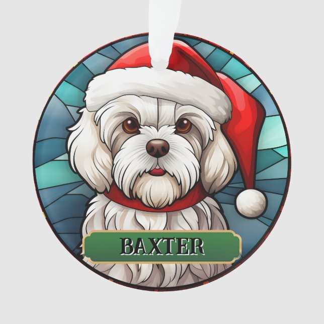 Personalised Stained Glass Maltese Ornament (Front)