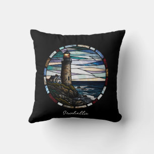 Personalised Stained Glass Mosaic Lighthouse Cushion