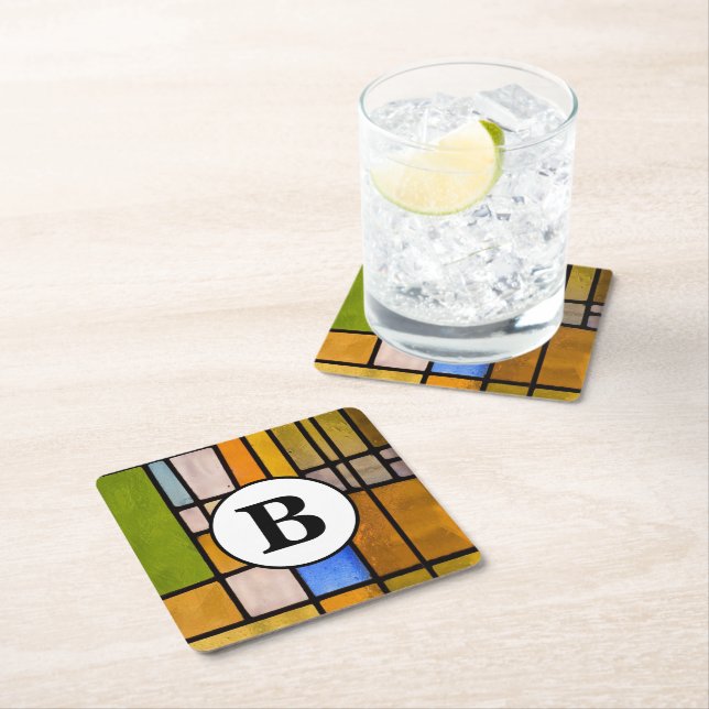 Personalised Stained Glass Paper Coaster (Insitu)