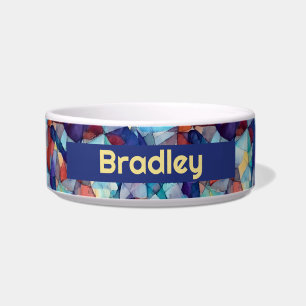 Personalised Stained Glass Pattern Pet Food Bowl