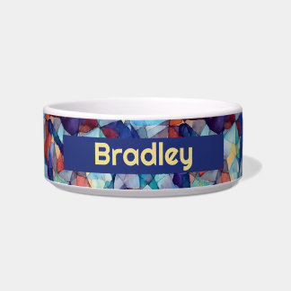 Personalised Stained Glass Pattern Pet Food Bowl