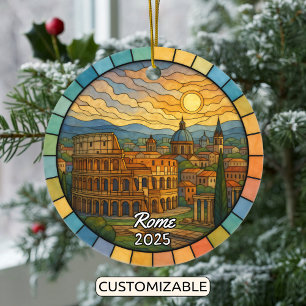 Personalised Stained Glass Rome Ornament, Italy Ceramic Tree Decoration