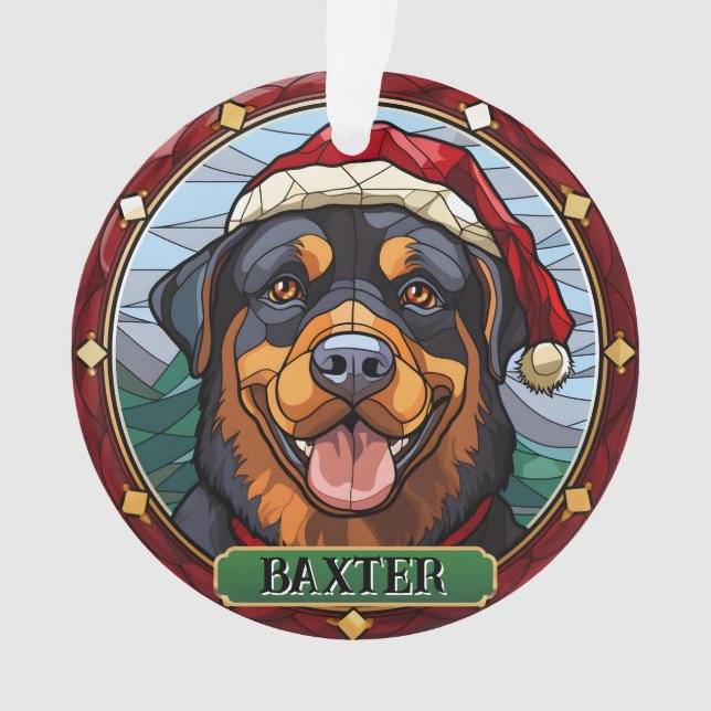 Personalised Stained Glass Rottweiler Ornament (Front)