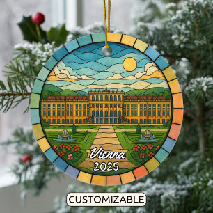 Personalised Stained Glass Vienna, Austria Ceramic Tree Decoration