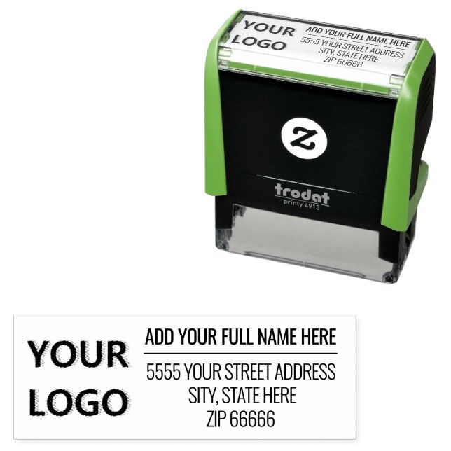 Personalised Stamp with Custom Logo Name Address (In Situ)