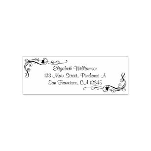 Personalised Stamp with Swirls with Flowers