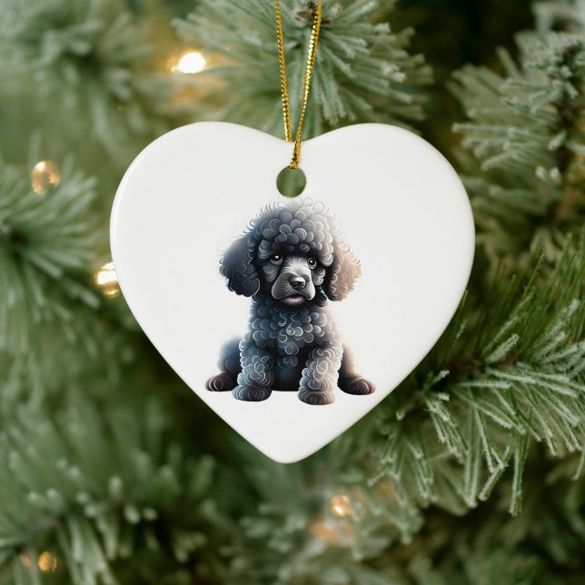 Personalised Standard Poodle Puppy Ceramic Tree Decoration (Tree)