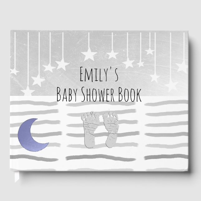 Personalised Star and Moon Themed Baby Shower Guest Book (Front)