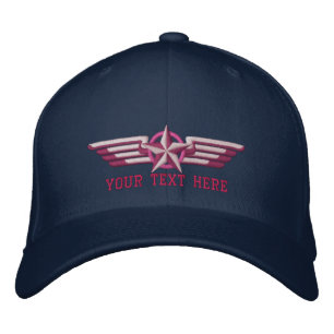 Personalised Star Badge Pilot Wings Embroidered Hat