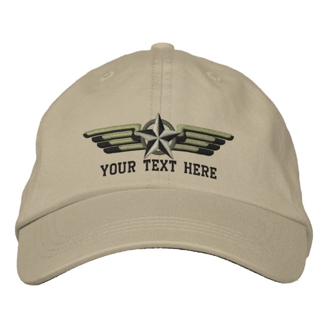 Personalised Star Badge Pilot Wings Embroidered Hat (Front)