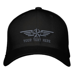Personalised Star Badge Pilot Wings Embroidered Hat