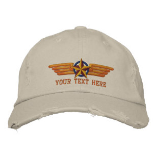 Personalised Star Badge Pilot Wings Embroidered Hat