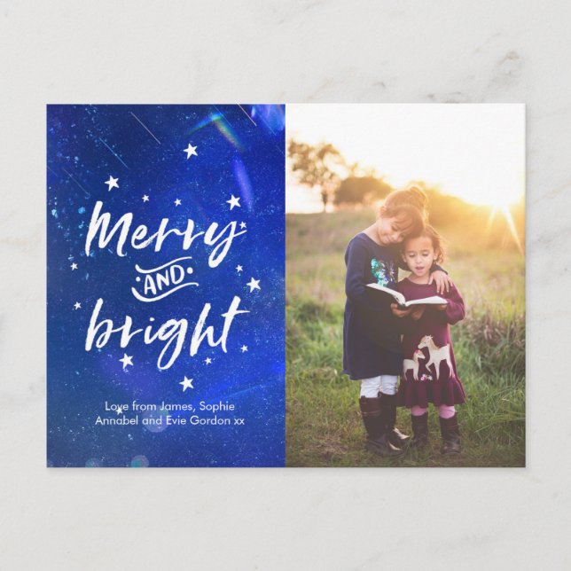 Personalised Star Christmas card postcard (Front)