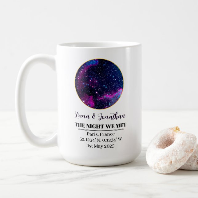 Personalised Star Map Mug: The Night We Met  Coffee Mug (With Donut)