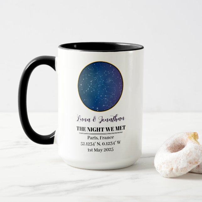 Personalised Star Map Mug: The Night We Met  Mug (With Donut)