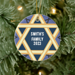 Personalised star of David Ceramic Tree Decoration