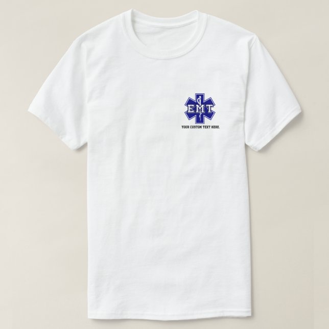 Personalised Star Of Life White EMS, EMT T-Shirt (Design Front)