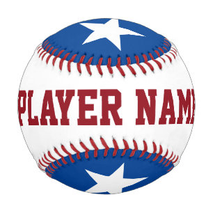 Personalised Star Player Team Names red white blue Baseball