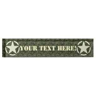 Personalised Star Stencil Vintage Digital Camo Nameplate